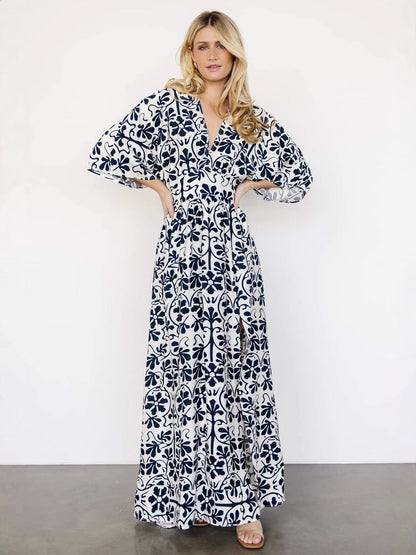 Vacation Bohemian Dress Printed Beach Backless Self Tie Dress