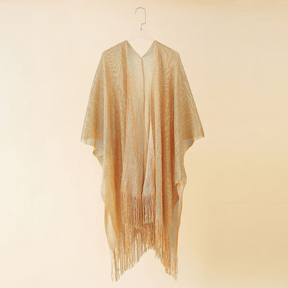 Beach Solid Color Sun Proof Tassel Knitting Beach Cover Up Sweater Shawl Cardigan