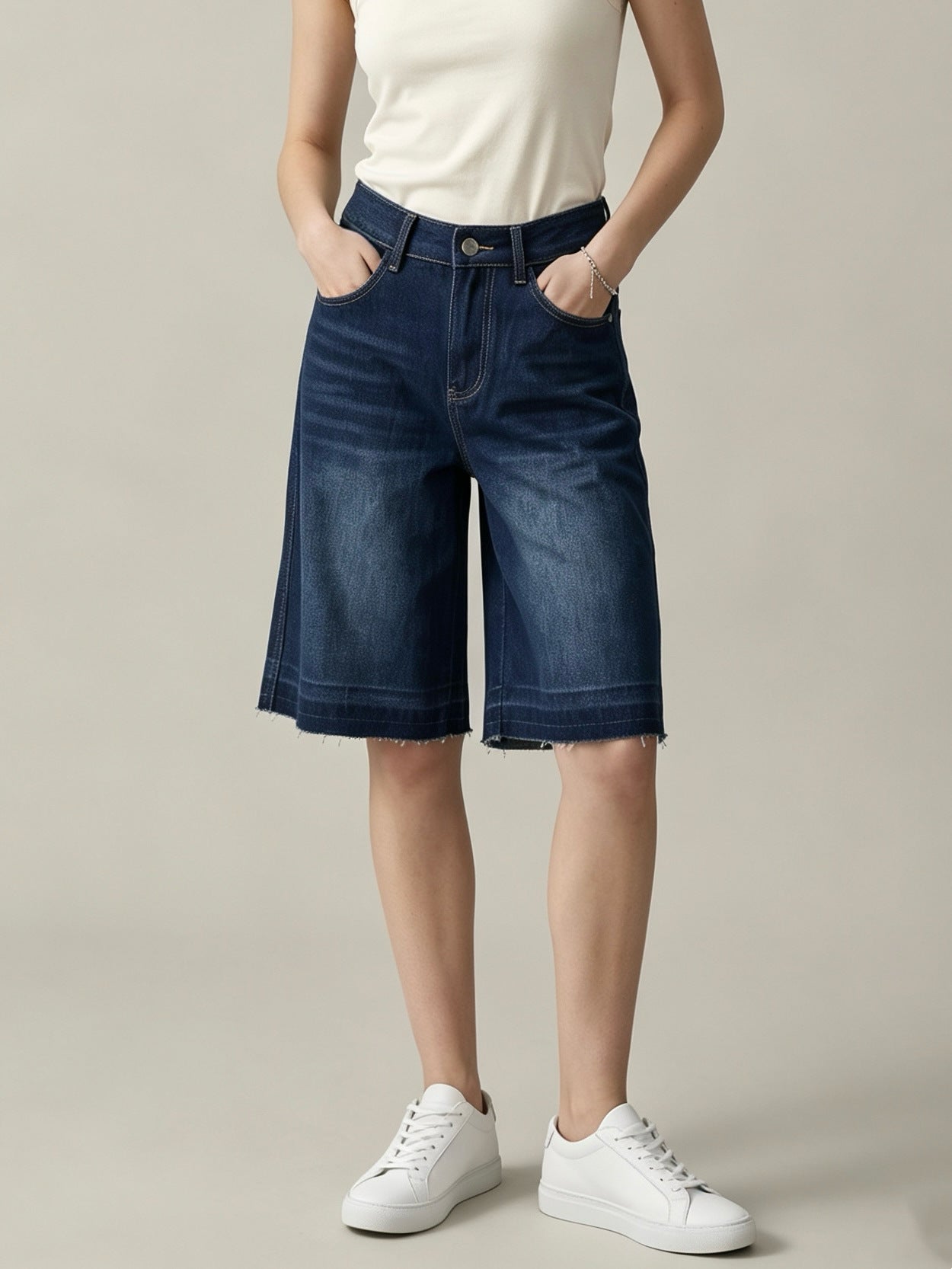 Retro Washed Loose Straight Spring Summer Women Denim Shorts