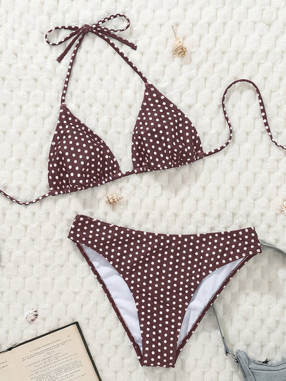 Bikini Polka Dot Printed Sexy Strap Split Swimsuit Spring Vacation Bikini