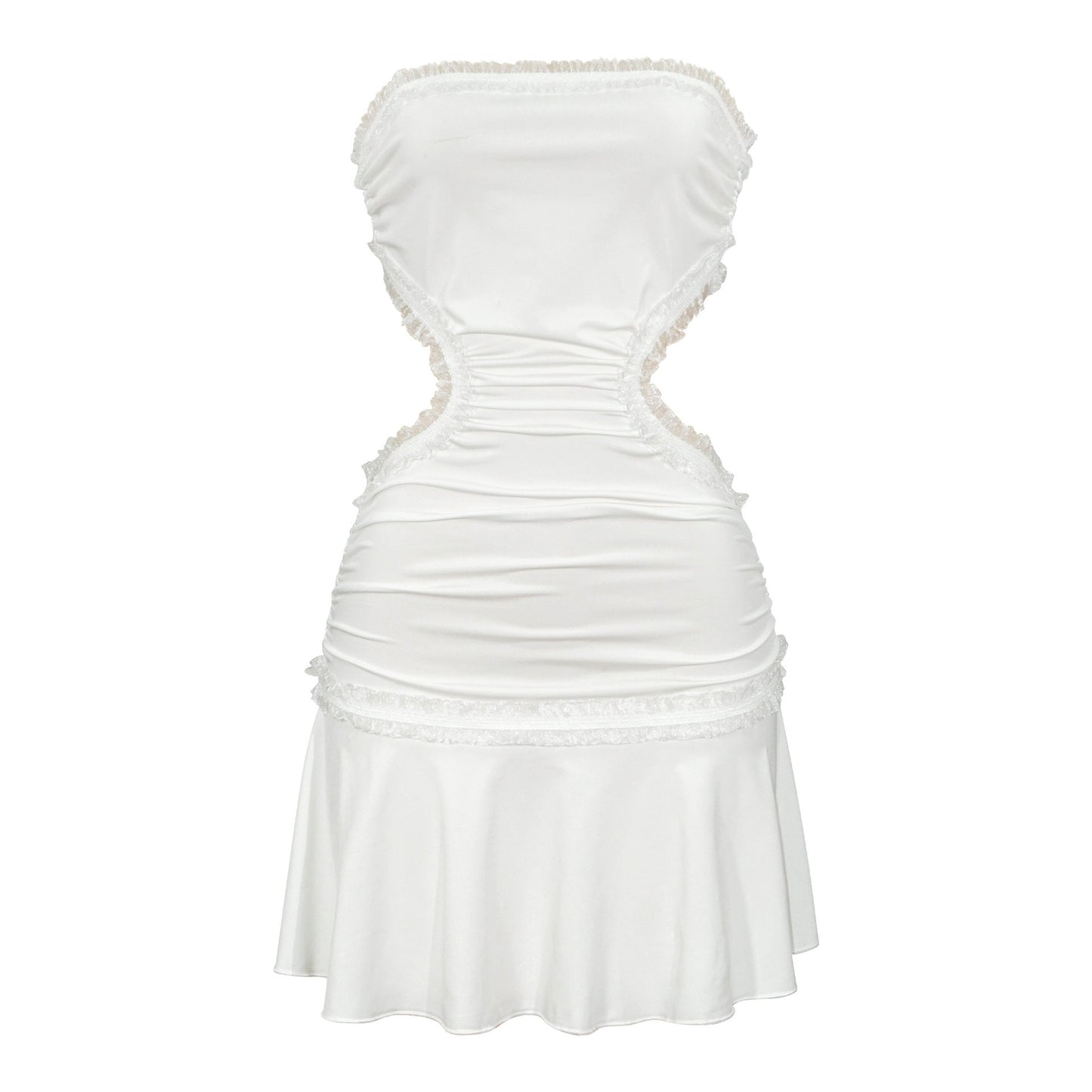 Backless Dress Sexy Trend Lace Splicing Sling Cropped Outfit Short Dress