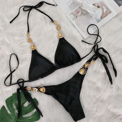 Sexy Bikini Suit Luxury Crystal Diamond Bandage Women Swimsuit Beach Vacation Swimsuit