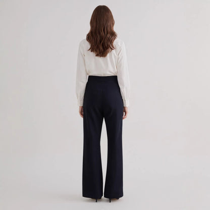 Women Trousers Elegant Office All Matching Irregular Waistline Design Micro Elastic Straight Work Pant