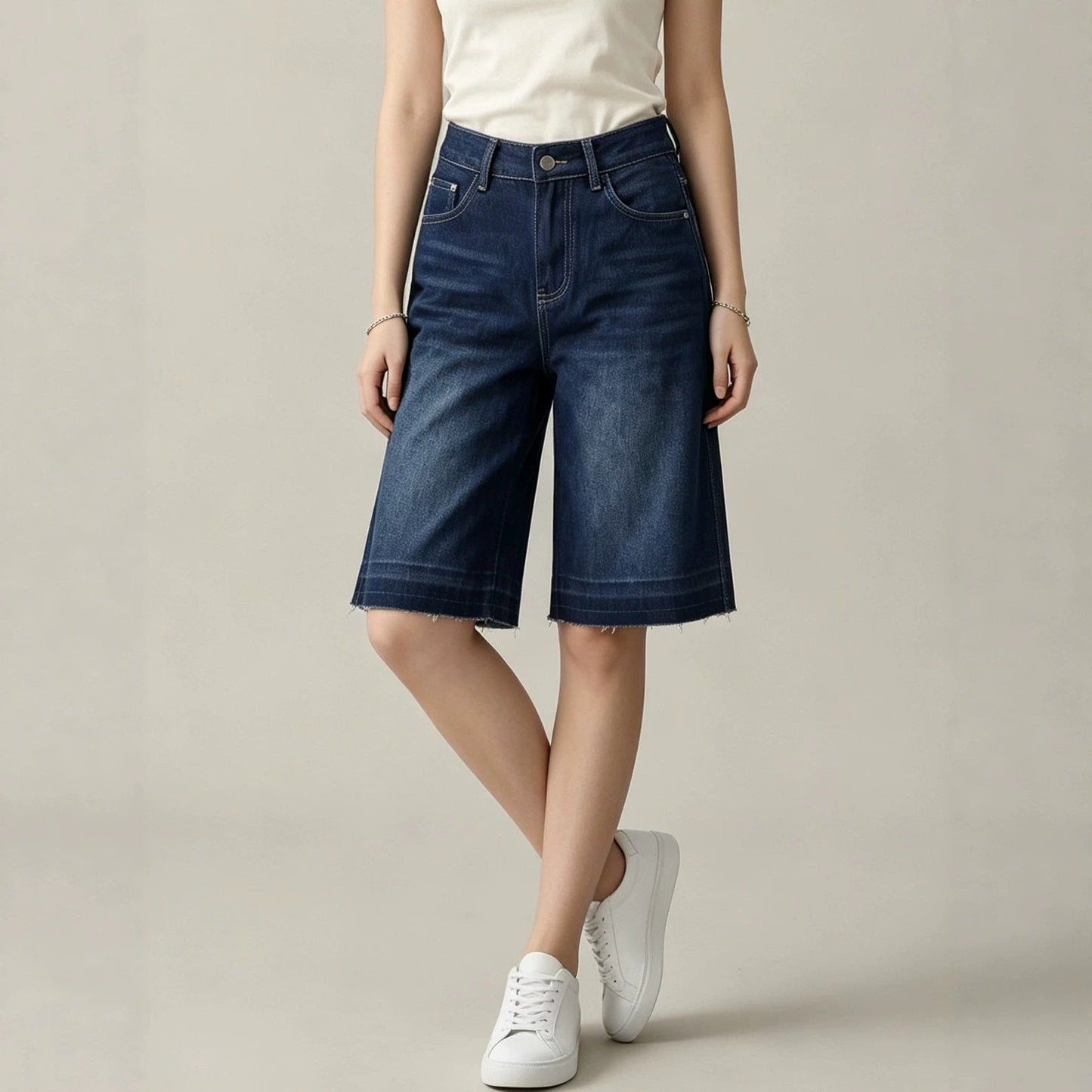 Retro Washed Loose Straight Spring Summer Women Denim Shorts
