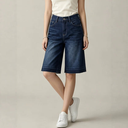 Retro Washed Loose Straight Spring Summer Women Denim Shorts