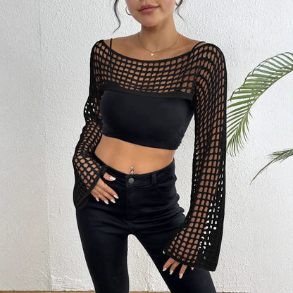 Spring Summer Beach Cover-up Women Clothing Short Top Casual off Neck Woven Shirt Short Top