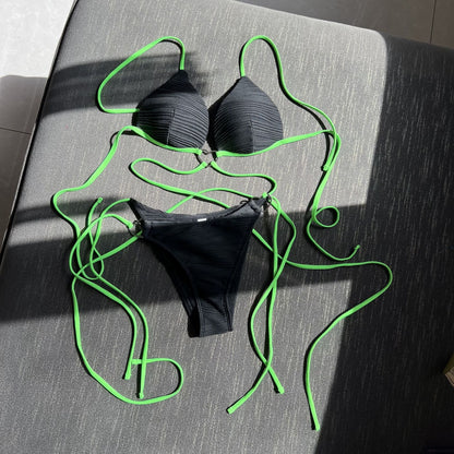 Sexy Love Drawstring Strap Hard Cup Bikini Swimsuit
