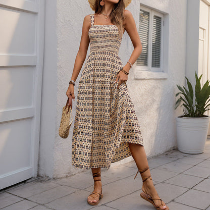 Summer Smocking Swing Sling Dress