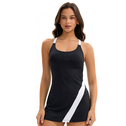 Split Two Piece Sets Swimsuit Skirt Boxer Color Matching Tight Conservative Swimwear