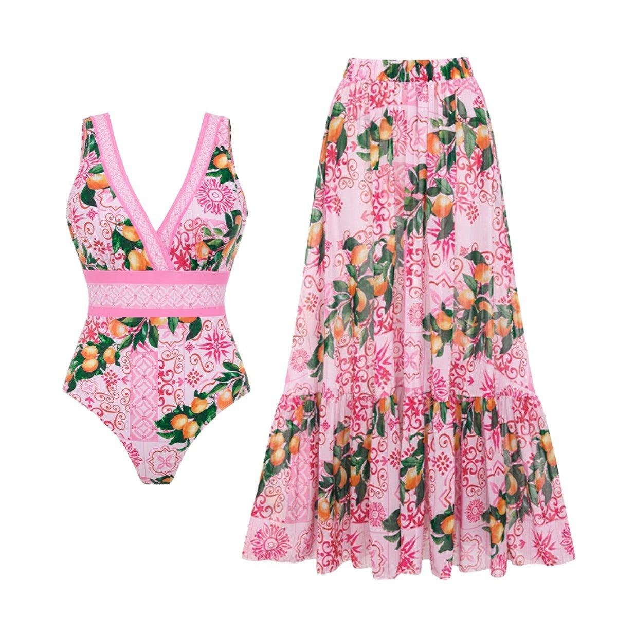 Swimsuit Summer Fresh Citrus Print Vacation Swimsuit Women