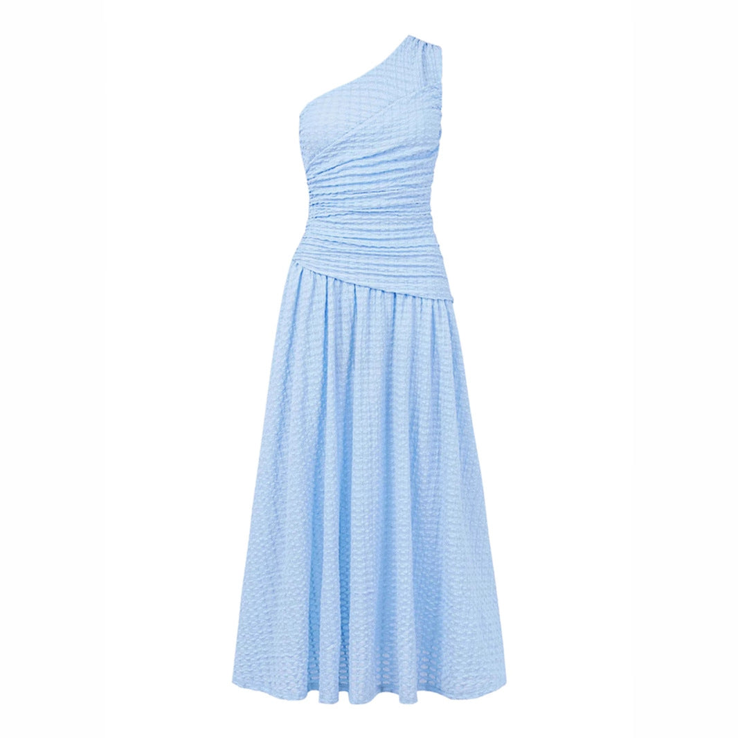 Summer Women Dress Long Skirt Solid Color Slim Fit High Grade Sleeveless Single Room Dress Slim Fit Women Clothing