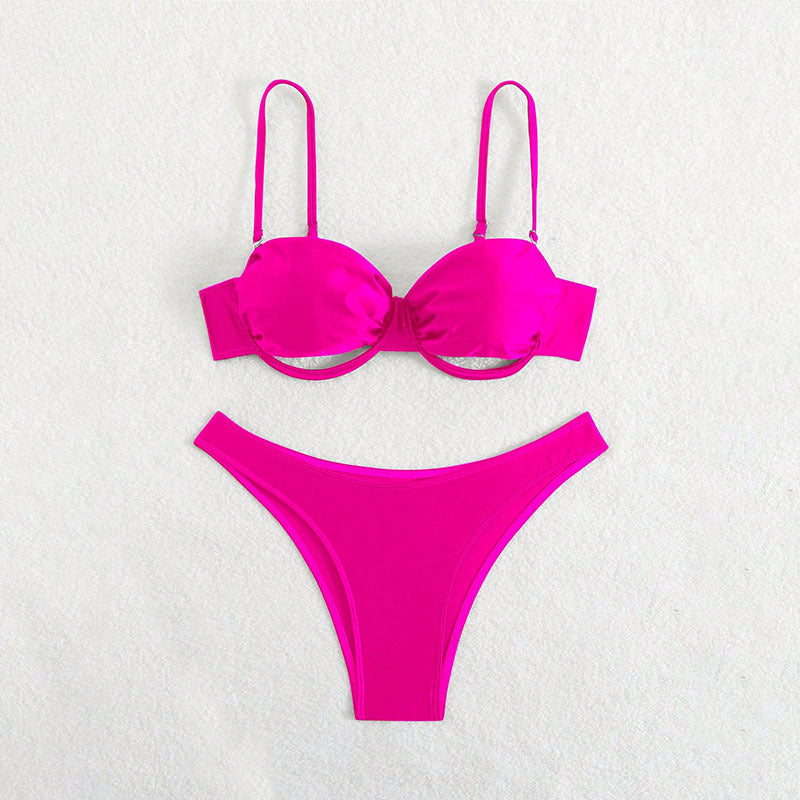 Solid Color Split Swimsuit Women Three Point Bikini Sexy Swimsuit Bikini