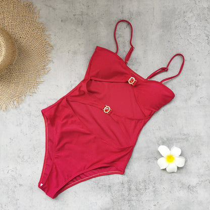 One Piece Swimsuit for Women Solid Color Hollow Out Cutout out Half Length Tulle Skirt Two Piece Set