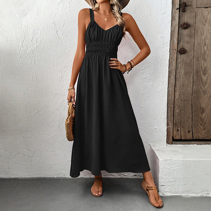 Summer Sleeveless Sling Casual Pleated Dress