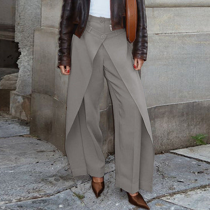 French Minority Design High Waist Trousers Women Clothing Spring Loose Irregular Asymmetric Casual Wide Leg Pants