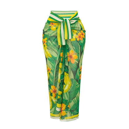 Swimsuit Green Banana Floral Print One Piece Swimsuit Set Women
