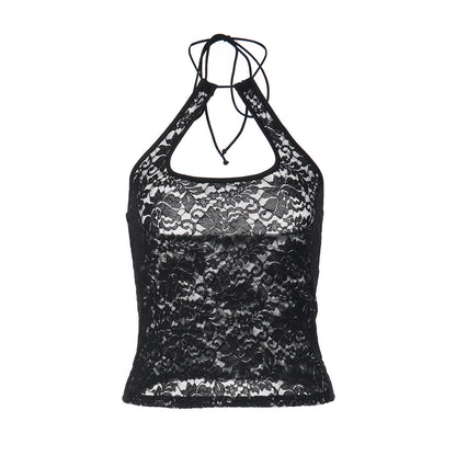 Summer Sexy Lace Halter All Match Backless Vest Top Women