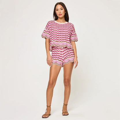 Sexy Stripes Beach Bikini Swimsuit Blouse Sun Proof Two Piece Sets Women