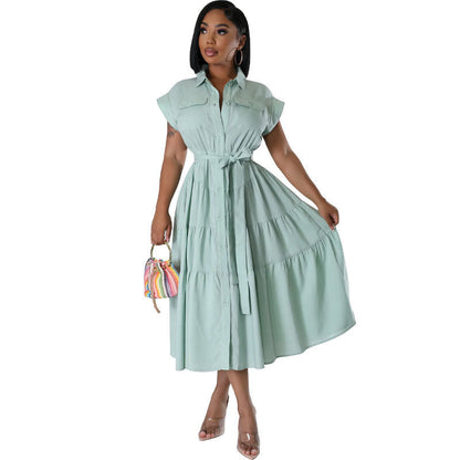 Women Wear Dress Short Sleeve Extended Shirt Casual Summer Design