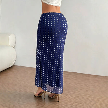 Summer Women Clothing Sexy Dot Mesh Skirt Slim Fit Sheath Skirt