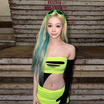 Summer Women Clothing Contrast Color Slim Fit Sexy Street Hollow Out Cutout out Tube Top Dress