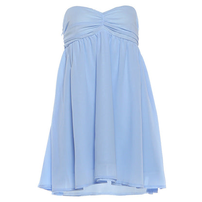 Women Clothing Spring Summer Graceful Fashionable Off Shoulder Pure Desire Tube Top Backless Short Loose Dress