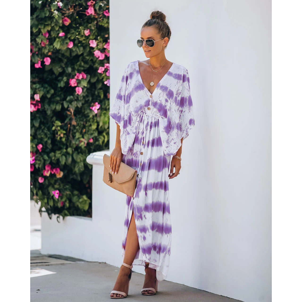 Spring Summer Lace Tie Dye Loose Dress Home Casual Dress