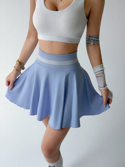 Tennis Skirt Exercise Skirt Badminton Skirt Seamless Knitted Four Sided Elastic Slim