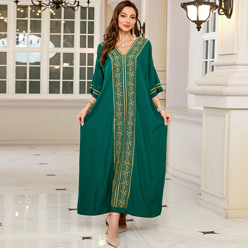 Rayon Embroidery Vacation Beach Maxi Dress Women Sun Protection Loose Robe Beach Cover Up