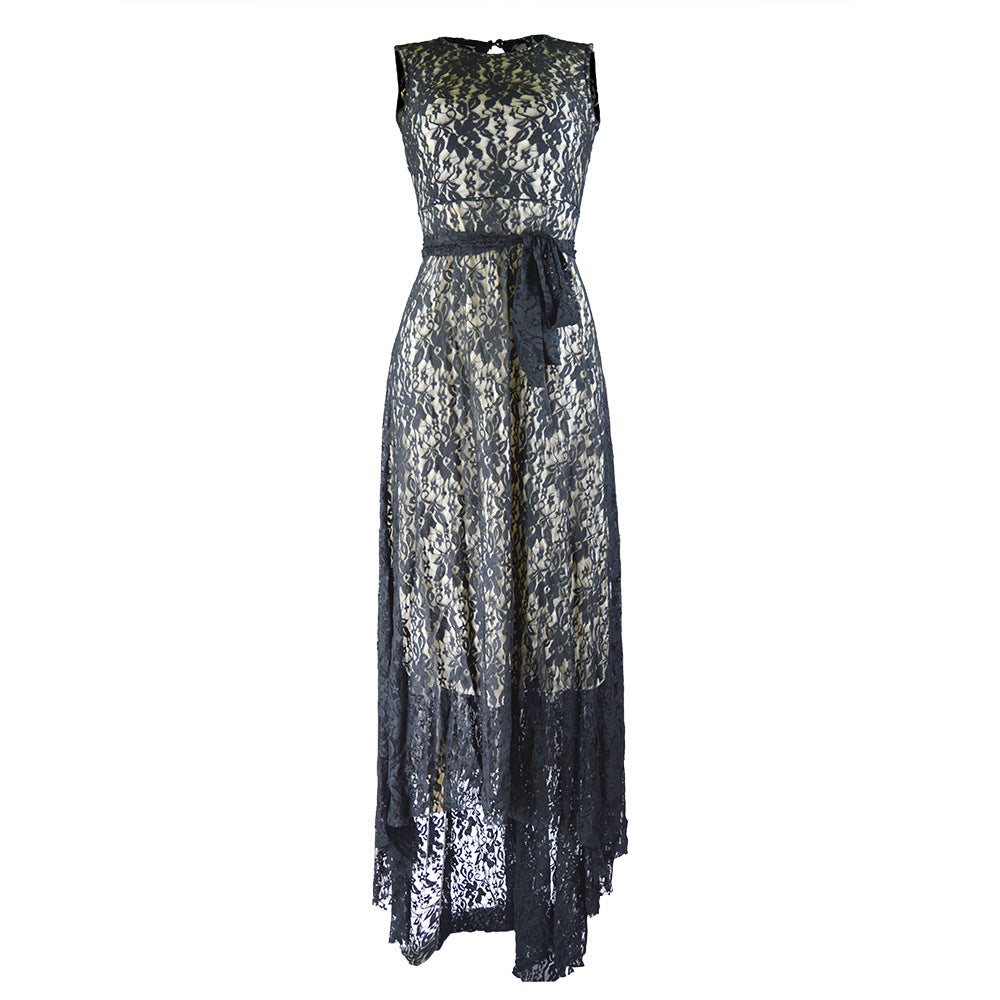Dress Sexy Lace Stitching Front Short Back Long Party Dress for Women
