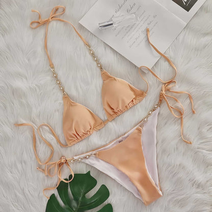 Solid Color Bikini Sexy Split Swimsuit Women Swimsuit
