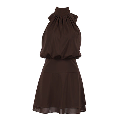 Halter Lace up Bow Vest Women Slim Elegant Short Dress