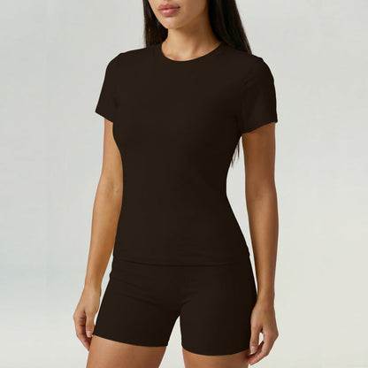 Yoga Clothes Women Two Piece Sets Spring T shirt Shorts Quick Dry Casual Women Sports Yoga Two Piece Sets