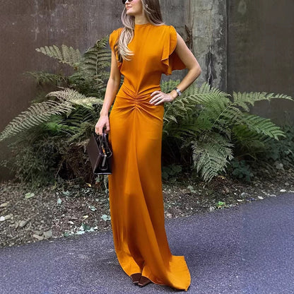 Running Environment Spring Summer Satin Lace-up Sleeveless Dress Casual Vacation Women Dress
