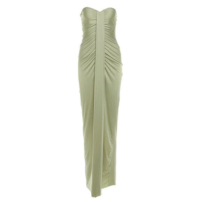 Spring Design Elegant Slim Fit Solid Color Sexy Tube Top Dress