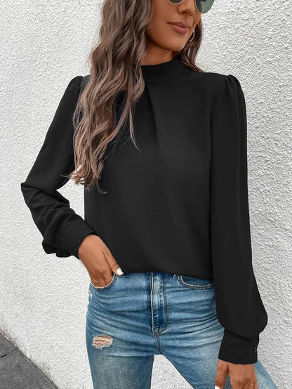Women Clothing Spring Summer Long Sleeve Satin Top Shirt