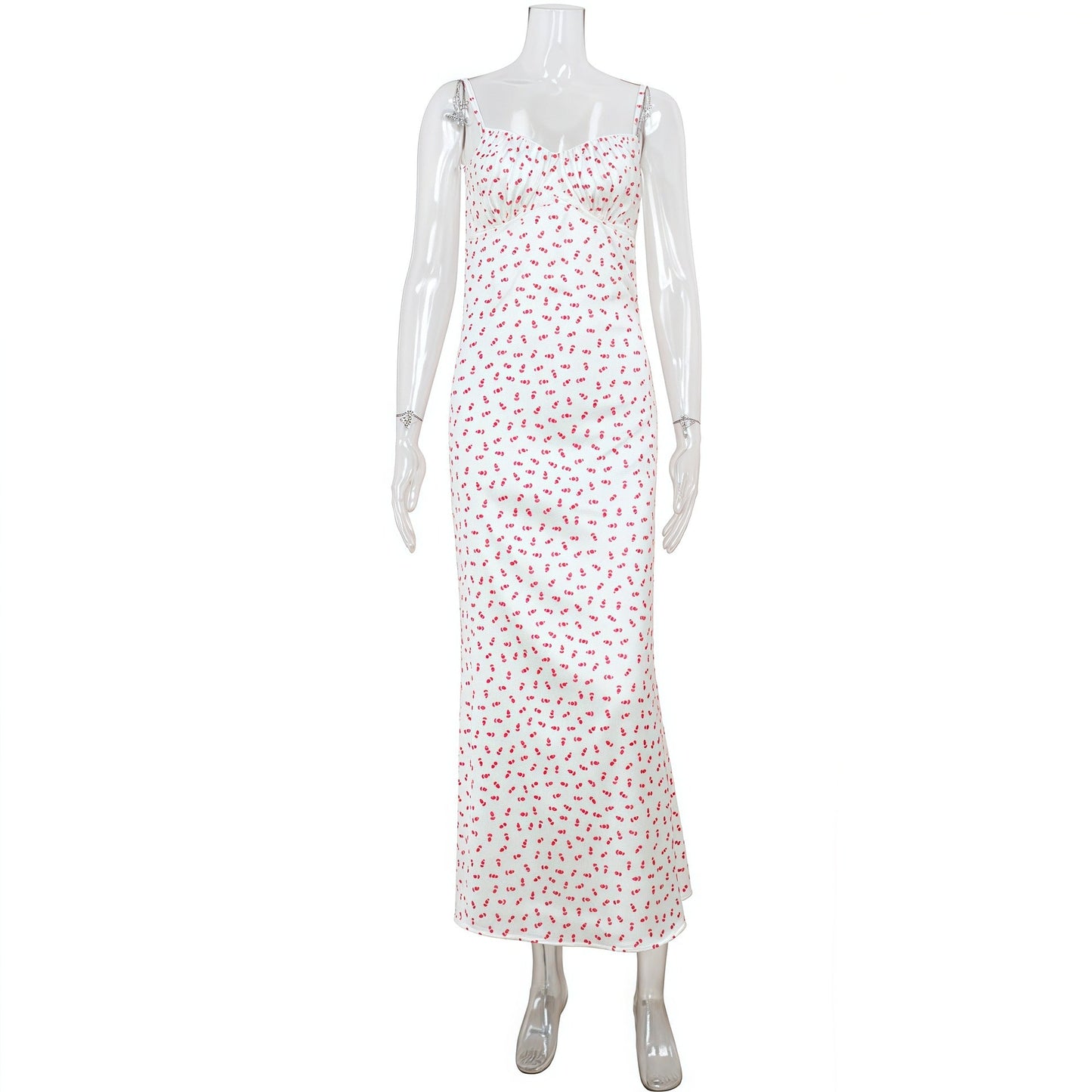 Tea Break Ballet Gentle Floral Strap Dress Slim Lace Edge Sexy Dress for Women