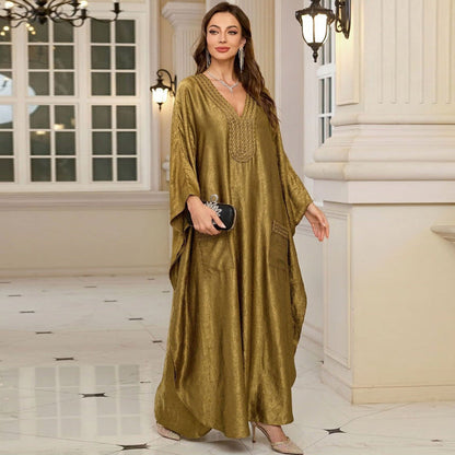 Gold Vacation Beach Coat Maxi Dress Women Loose Maxi Dress Swimsuit Blouse Sun Protective Clothing