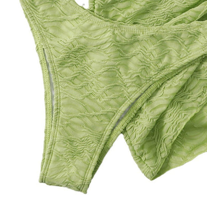 Sexy Lace up Swimsuit Three Piece Wind Beach Seaside Vacation Bikini Swimming Suit