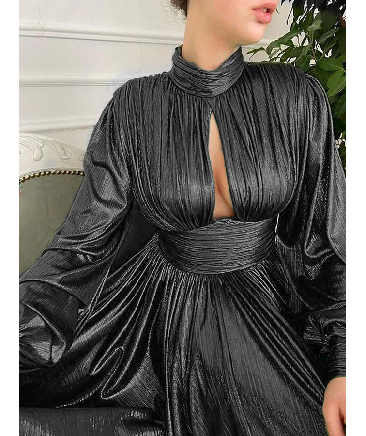 Spring Summer Popular Color Tight Waist Halter Large Swing Sexy Avocado Green Dress Maxi Dress for Women