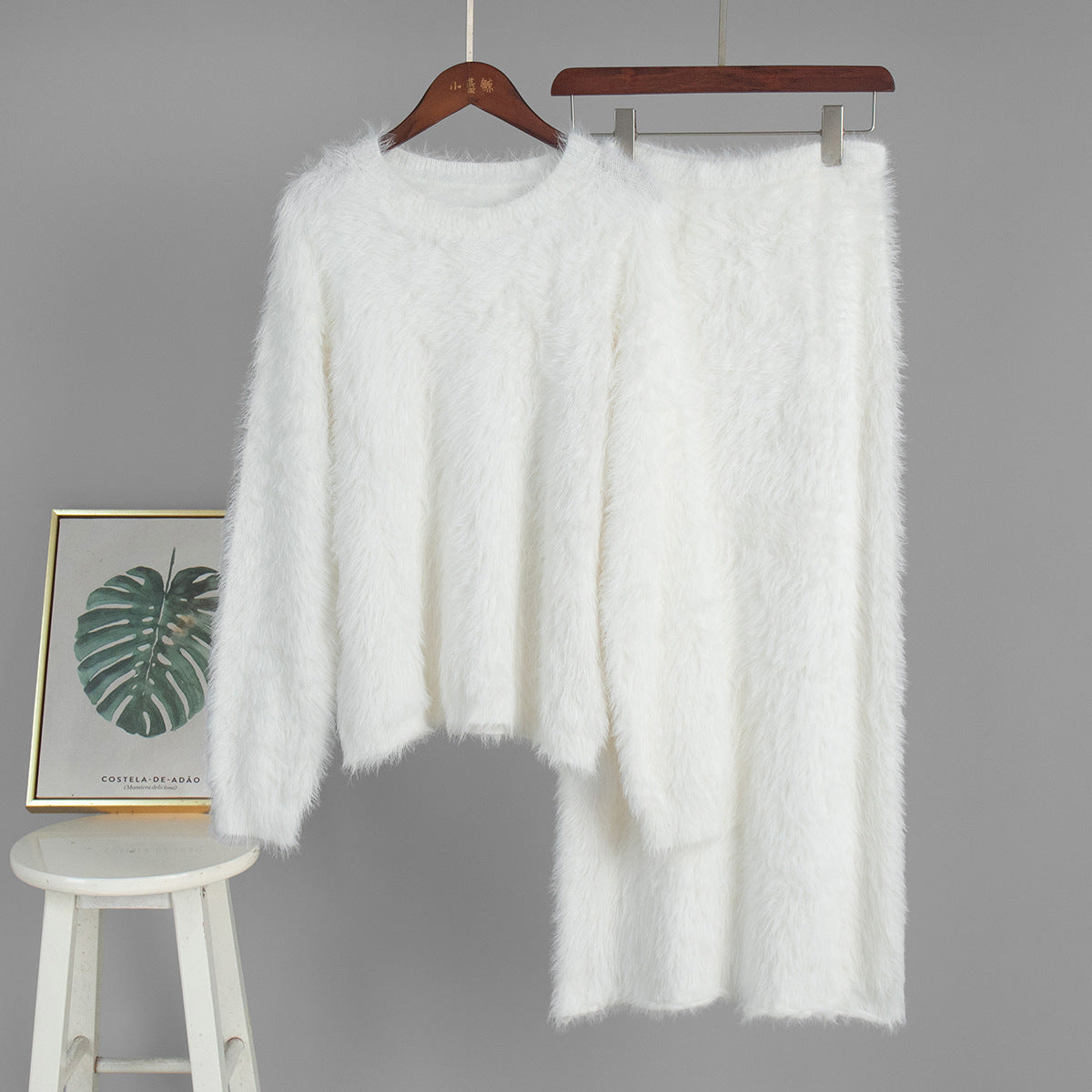 Pullover Sweater Skirt Autumn Winter Knitted Two Piece Sets Sweater Women