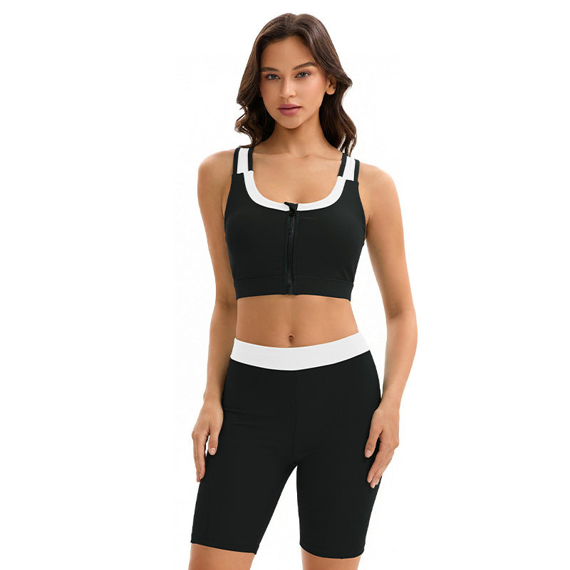 Swimsuit Women Split Two Piece Sets Racing High Waist Conservative Fifth Pants