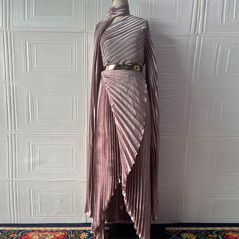 Summer Long Shawl Split Graceful Formal Dress Belt Dress