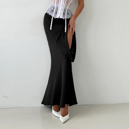 Niche Women Hollow Out Cutout out Design Irregular Asymmetric High Waist Slim Fit Sexy Skirt Fishtail Skirt