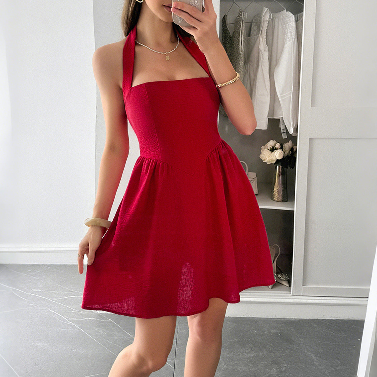 Elegant Elegant Halter Dress Women Clothing Summer