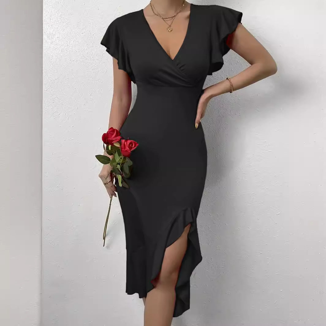 Wal Mart Spring Summer Sexy High Elastic Solid Color Women Dress Women Clothing