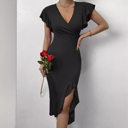 Wal Mart Spring Summer Sexy High Elastic Solid Color Women Dress Women Clothing