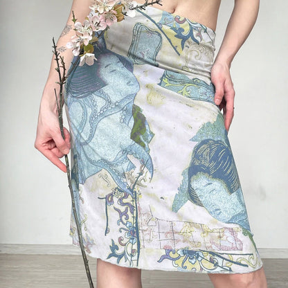 Artistic Retro Japanese Abstract Printing Elegant Graceful Skirt Vacation Sexy Special Interest Hip Skirt