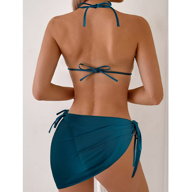 Bikini Swimsuit Sexy Bikini Three Piece Solid Color Bikini Swimsuit