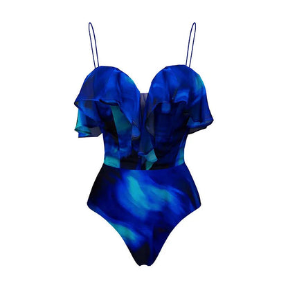 Swimsuit Ruffled One Piece Swimsuit Beach Vacation Women Average Size Order